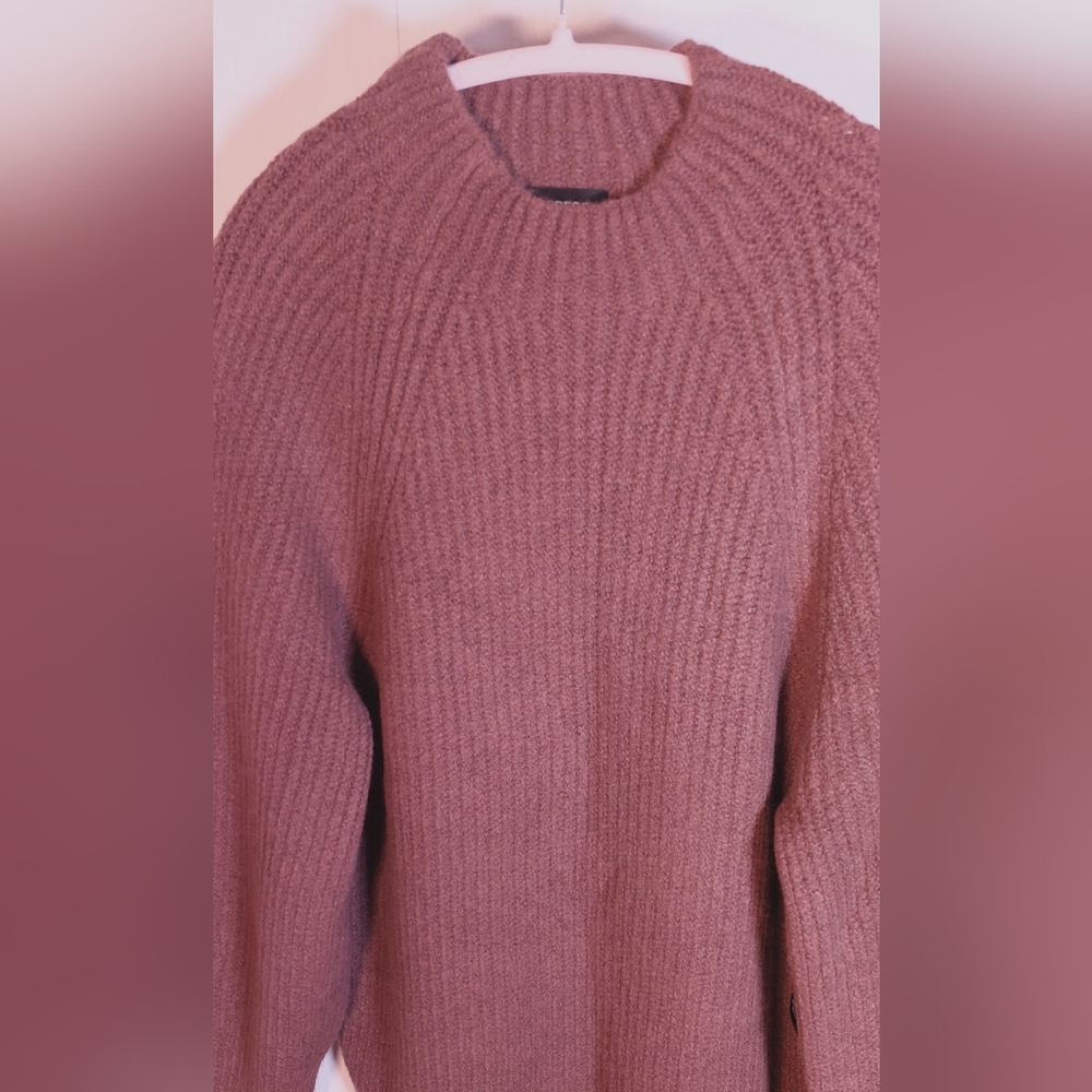 Express Chocolate NWT Raglan Long Sleeve Rib-Knit Sweater Dress Size Medium Mini - Picture 5 of 14